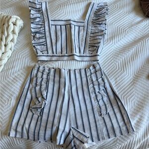 Striped Ruffle Two-Piece Set